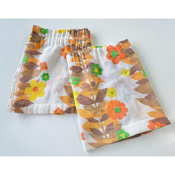 Vintage 1960s curtain valance, orange yellow brown flowers, tier panel, for 1 - Picture 1 of 10